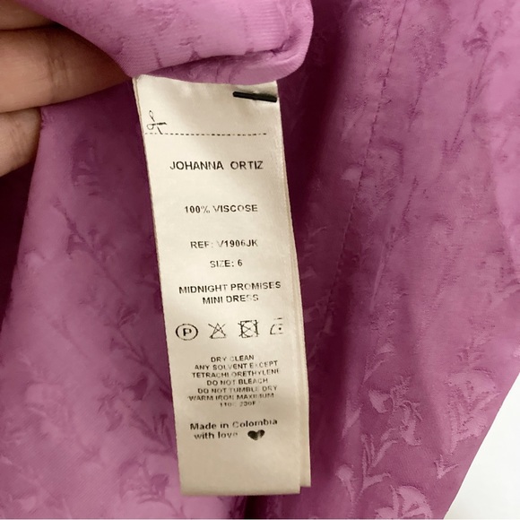 Johanna Ortiz Midnight Promises Satin Jacquard Pink Mini Dress Size 6 - Picture 12 of 14